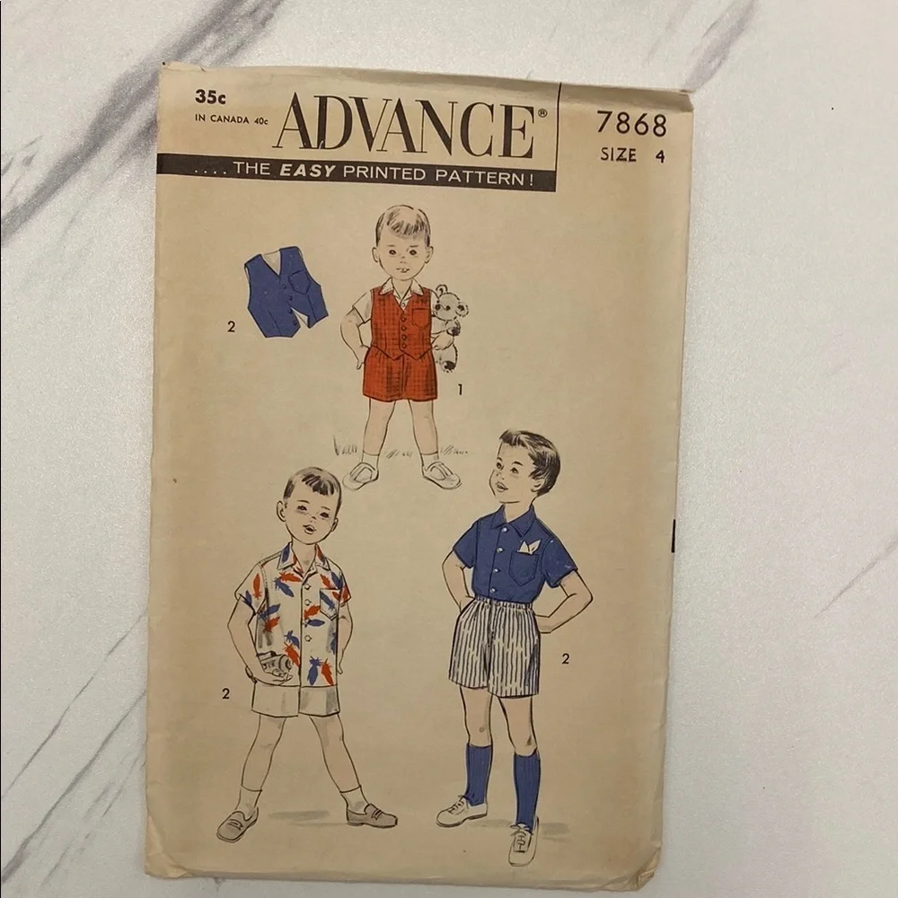 Vintage 1950s Advance Sewing Pattern for Boys' Outfits